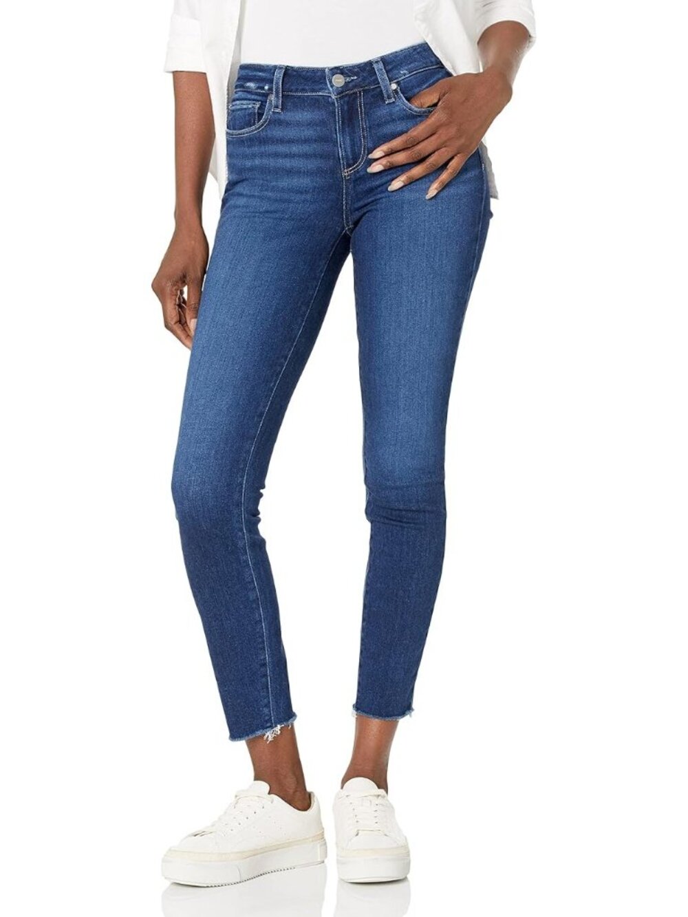 Paige Size 25 Blue Medium Wash Denim Anise Verdugo Mid Rise Raw Hem Crop Jeans